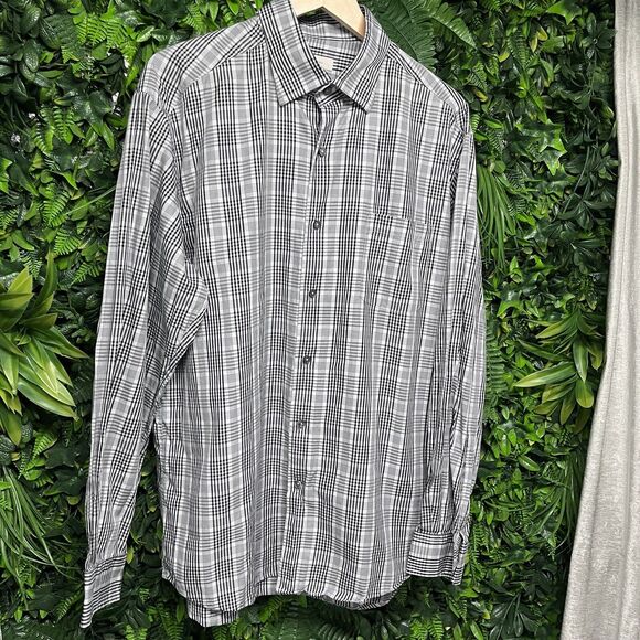 ERMENEGILDO ZEGNA Men Shirt XL Gray Black Plaid Collared Button Italy Made 1548 - Picture 3 of 12